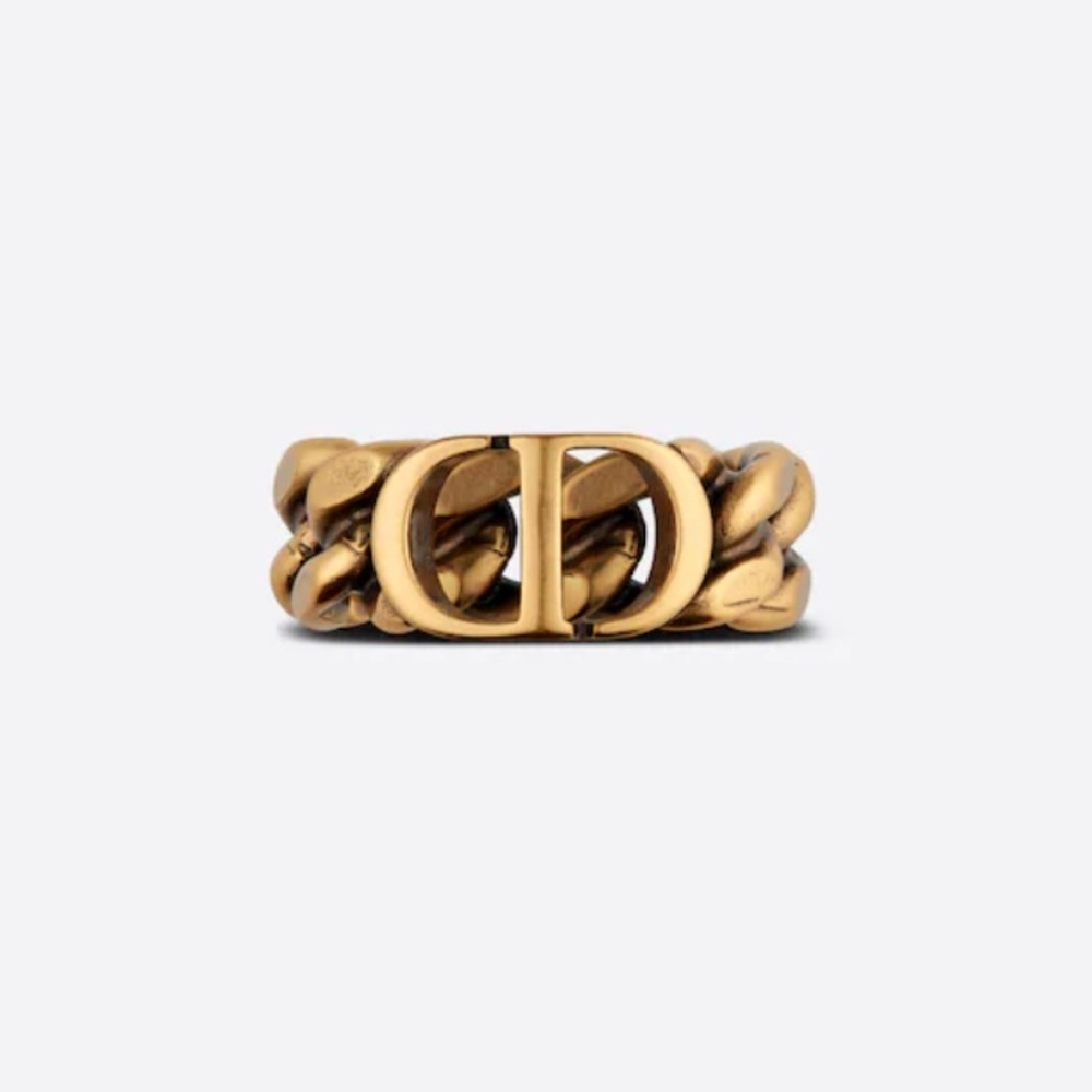 Authentic Christian Dior Montaigne antique gold chain ring stackable ASO celebs!